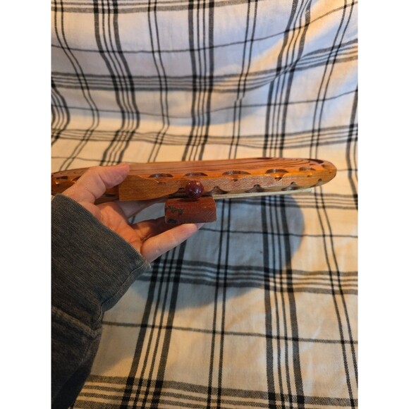 13" Vintage Wood Basket Collapsible Folding Fruit Bread Serving Display Decor - Picture 9 of 11